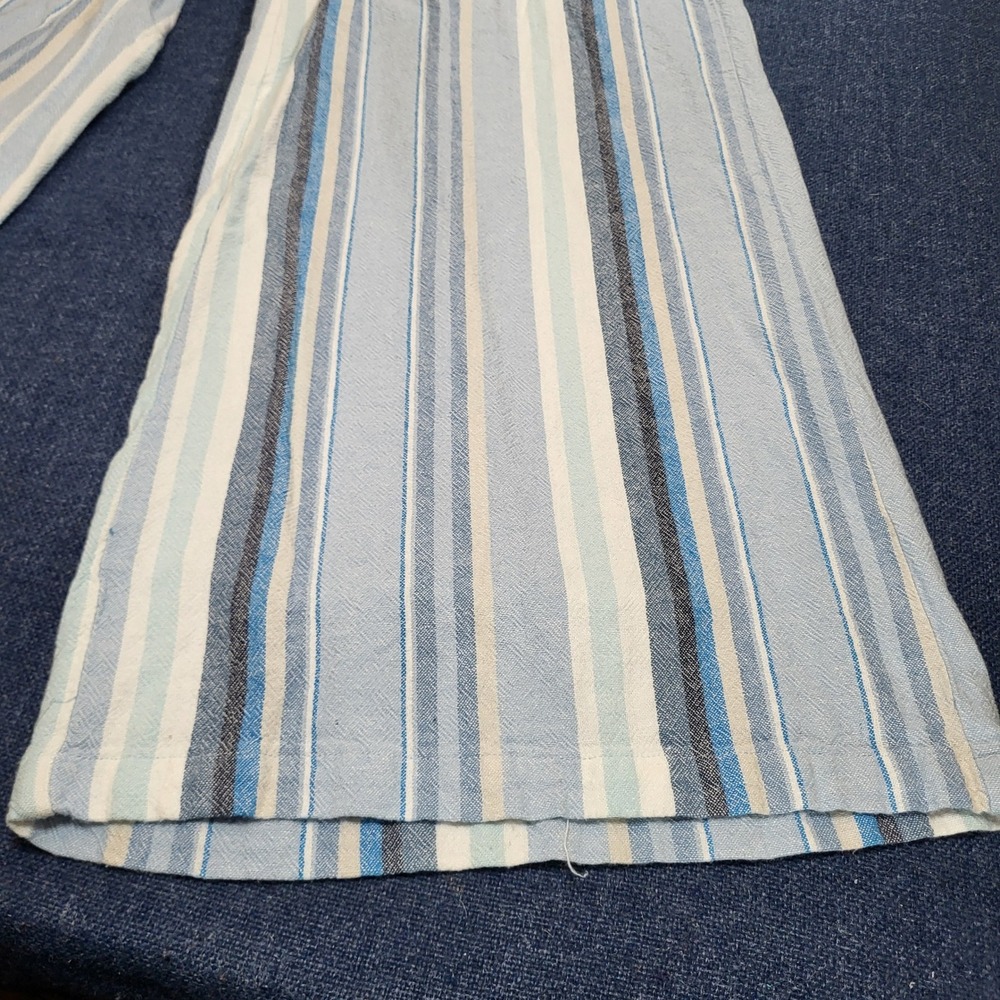 Vanilla Star Blue Striped Linen Blend Wide Leg Pants Large Comfort Casual - Picture 2 of 8